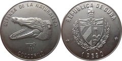 1 peso (Defensa de la naturaleza - Cocodrilo) from Cuba