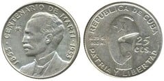 25 centavos (José Martí Centennial) from Cuba