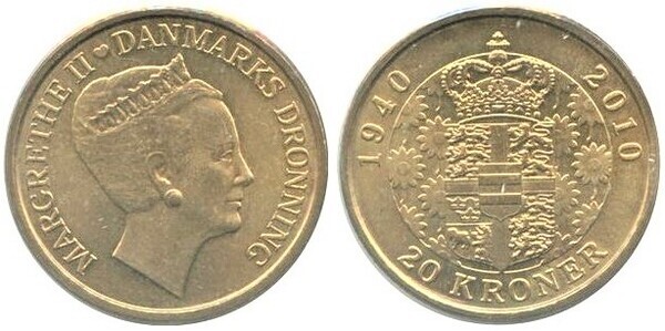 Photo of 20 kroner (70 Aniversario de la Reina Margrethe II)