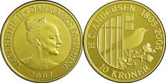 10 kroner (200 Aniversario del nacimiento de Hans Christian Andersen 1805-2005) from Denmark