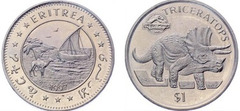 1 dollar (Triceratops) from Eritrea