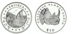 10 dollar (Rinocerontes) from Eritrea