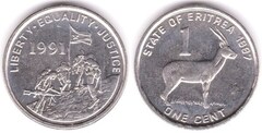 1 cent (Red-fronted gazelle) from Eritrea