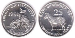 25 cents (Grévy zebra) from Eritrea
