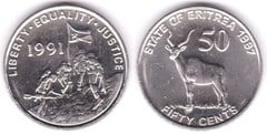 50 cents (Antílope Gran Kudú) from Eritrea