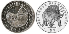 1 dollar (Triceratops) from Eritrea