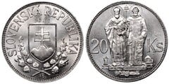 20 korún (St. Cyril and St. Methodius) from Slovakia