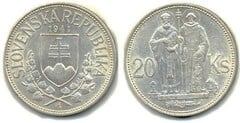 20 korún (San Cirilo y San Metodio) from Slovakia
