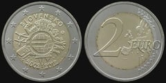 2 euro (10 Aniversario de la Circulación del Euro) from Slovakia