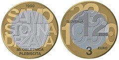 3 euro (30 Aniversario del Plebiscito Sobre la Soberania de la Republica Eslovena) from Slovenia