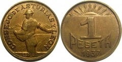 1 peseta (Council of Asturias and Leon) from Spain-Civil War