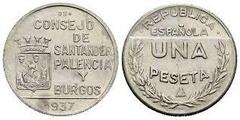 1 peseta (Council of Santander, Palencia and Burgos) from Spain-Civil War