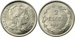 2 pesetas (Euzkadi) from Spain-Civil War