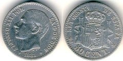 50 céntimos (Alfonso XII) from Spain