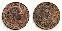 1/2 centimo de escudo (Isabel II) from Spain
