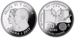 30 euro (25th Anniversary of the Treaty on European Union) from Spain