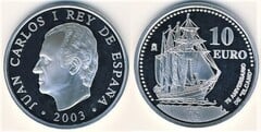 10 euro (75 Aniversario del Juan Sebastián Elcano) from Spain