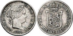 10 centimos de escudo (Isabel II) from Spain
