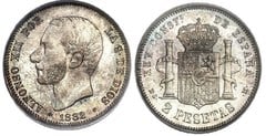 2 pesetas (Alfonso XII) from Spain