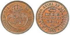 1/2 décima de real (Isabel II) from Spain