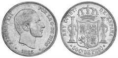 50 céntimos de peso (Periodo Colonial Español) from Philippines