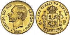 4 pesos (Periodo Colonial Español) from Philippines