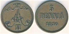 5 penniä (Gobierno ruso) from Finland
