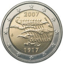 2 euro (90 Aniversario de la Independencia) from Finland