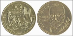 10 francs (100 Aniversario de la Muerte de Victor Hugo) from France