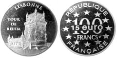 100 francs / 15 euros (Belém Tower, Lisbon) from France