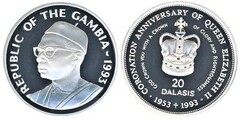 20 dalasis (40 Aniversario de la Coronación de Elizabeth II) from Gambia