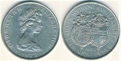 25 new pence (25 Aniversario de la Boda de la Reina) from Gibraltar