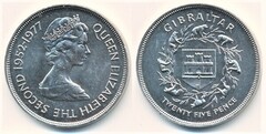 25 new pence (Jubileo de Plata de la Reina) from Gibraltar