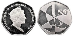 50 pence (Island Games 2019-Sailing) from Gibraltar