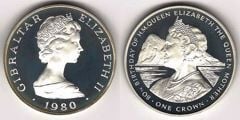 1 crown (80th Anniversary of the Queen Mother) from Gibraltar