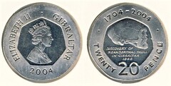 20 pence (Cráneo neanderthal) from Gibraltar