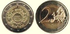 2 euro (10 Aniversario de la Circulación del Euro) from Greece