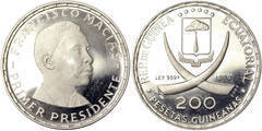 200 pesetas guineanas (First president Francisco Macías) from Equatorial Guinea