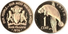 1 cent (10 Aniversario de la Independencia) from Guyana