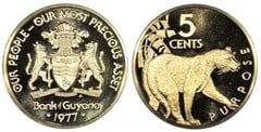 5 cents (10 Aniversario de la Independencia) from Guyana