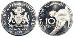 10 cents (10 Aniversario de la Independencia) from Guyana