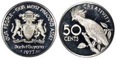 50 cents (10 Aniversario de la Independencia) from Guyana