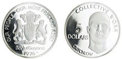 5 dollars (10º Aniversario de la Independencia) from Guyana