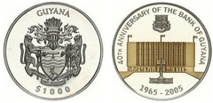 1000 dollars (40 aniversario del Banco de Guyana) from Guyana