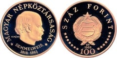 100 forint (150th Anniversary of the Birth of Ignác Semmelweis) from Hungary