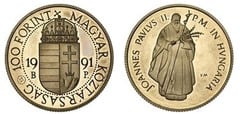 100 forint (Visita papal) from Hungary