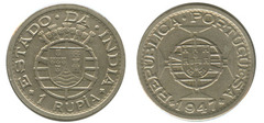 1 rupia from Portuguese India