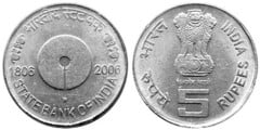 5 rupees (200 Años del Banco Estatal de India) from India