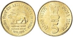 5 rupees (75 Aniversario del Banco de la Reserva) from India
