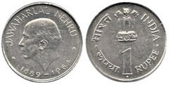 1 rupee (Death of Prime Minister Jawaharlal Nehru) from India